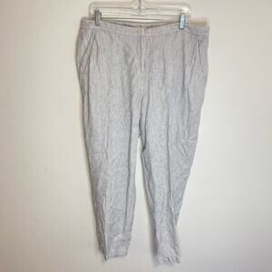 Eileen Fisher Women's Pants Organic Linen Slub Stripe Lagen Look Cream Back Med